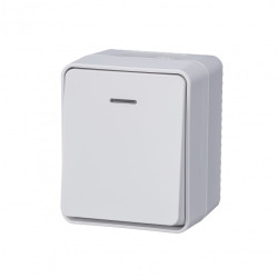 ATLASDESIGN PROFI IP54 О/У 1-клавишный ВЫКЛЮЧАТЕЛЬ с подсветкой, сх.1а, 10АХ, БЕЛЫЙ