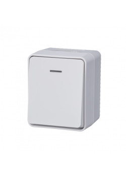 ATLASDESIGN PROFI IP54 О/У 1-клавишный ВЫКЛЮЧАТЕЛЬ с подсветкой, сх.1а, 10АХ, БЕЛЫЙ