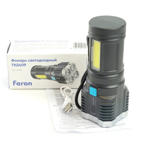 Фонарь ручной Feron TH2409 с аккумулятором Type-C Фонарь ручной Feron TH2409 с аккумулятором Type-C