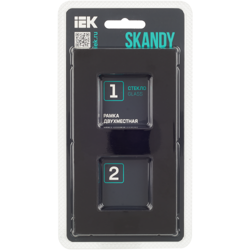 SKANDY Рамка 2-местная SK-F22Bl стекло черный IEK SKANDY Рамка 2-местная SK-F22Bl стекло черный IEK