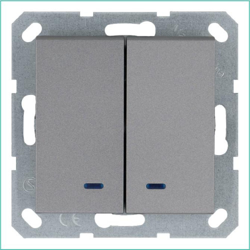 Выключатель 2-кл. 10А IP20 с подсветкой механизм алюм. Jasmart G3023NS