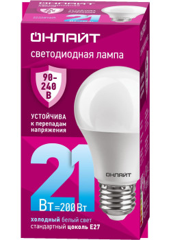 Лампа светодиодная/ Лампа светодиодная 21 Вт OLL-A60-21-230-6.5K-E27 PRO 90-240В
