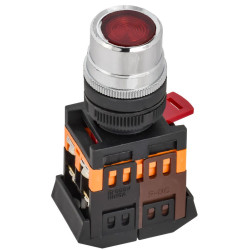 Кнопка ABLF-22 d22мм 1з+1р 240В неон красн. IEK BBT10-ABLF-K04