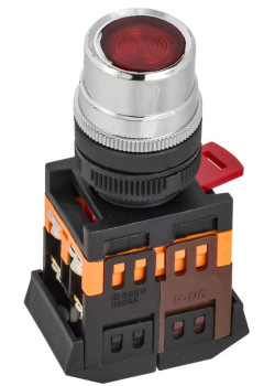Кнопка ABLF-22 d22мм 1з+1р 240В неон красн. IEK BBT10-ABLF-K04