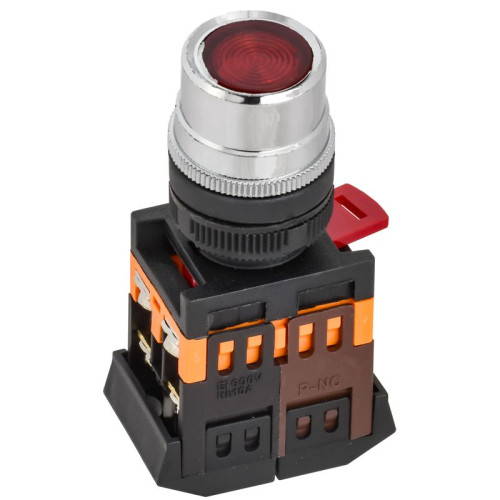 Кнопка ABLF-22 d22мм 1з+1р 240В неон красн. IEK BBT10-ABLF-K04