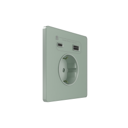 Systeme Infinity, Розетка С/У с ЗК и зар.устр.USB А+С 20Вт (250В, 16А, защит.шторки), Таежное утро