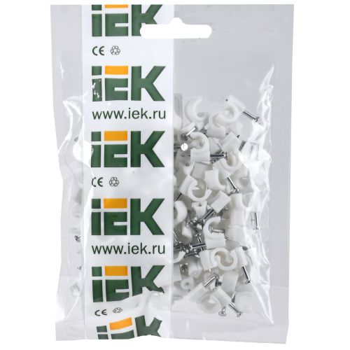 Скоба 6мм круглая пластиковая (100шт) IEK