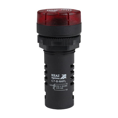 Зуммер с пульсирующим сигналом OptiSignal Compact D22 C7-B-M4FL красный с подсветкой 230 В AC/DC