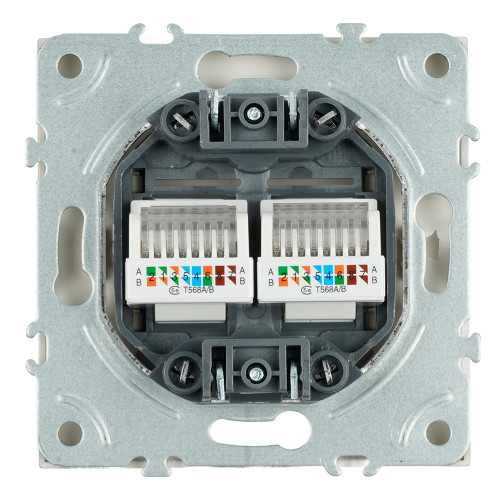 Розетка компьютерная 2-местная RJ-45 (механизм), STEKKER, серия Эмили, RST00-5111-08, кашемир, soft touch Розетка компьютерная 2-местная RJ-45 (механизм), STEKKER, серия Эмили, RST00-5111-08, кашемир, soft touch