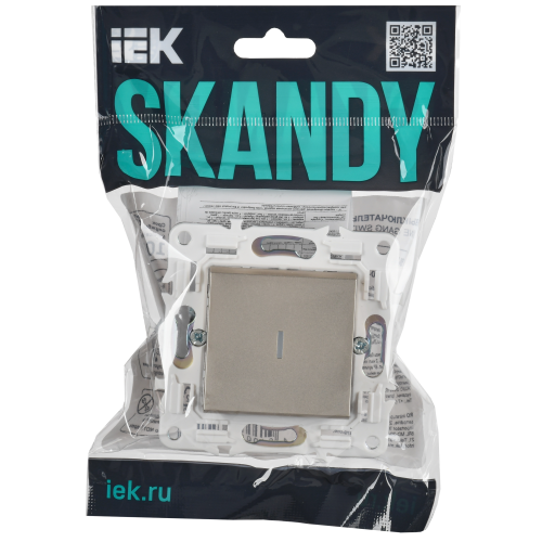 SKANDY Выключатель 1-клавишный проходной с индикацией 10А SK-V08Sh шампань IEK SKANDY Выключатель 1-клавишный проходной с индикацией 10А SK-V08Sh шампань IEK