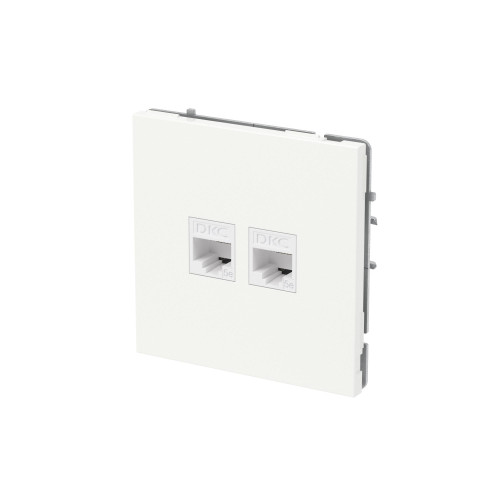 Компьютерная розетка RJ-45 без шторки, кат.5е двойная, KANT, белая магнолия Компьютерная розетка RJ-45 без шторки, кат.5е двойная, KANT, белая магнолия