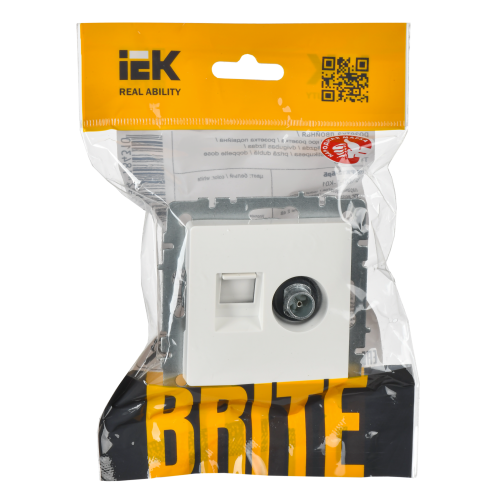 BRITE Розетка двойная TV+RJ45 кат.5E РТВ/РК12-БрБ белый IEK