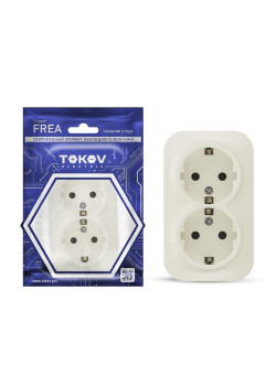 Розетка 2-м ОП Frea 16А IP20 250В с заземл. АБС-пластик беж. TOKOV ELECTRIC TKE-FR-R2Z-C02
