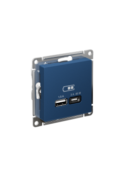 ATLASDESIGN USB РОЗЕТКА A + тип-C 45Вт высокоскор.заряд. QC, PD, механизм, АКВАМАРИН