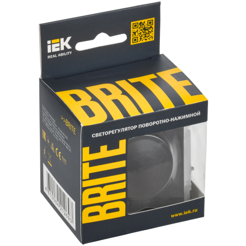 BRITE Светорегулятор поворотно-нажимной 600Вт СС10-1-0-БрЧ черный IEK