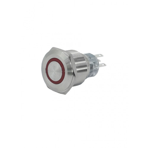 GQ22-L-11E/R/220V/S, красный, металл, 1C1NO1NC, цилиндр с подсветкой 220В AC/DC, d22мм, IP65, выключатель кнопочный  (ЭТ)