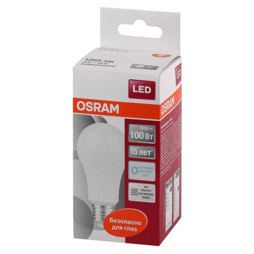 Лампа светодиодная LED Star Classic A 100 10W/865 10Вт грушевидная матовая 6500К холод. бел. E27 1060лм 220-240В пластик. OSRAM 4052899971585 Лампа светодиодная LED Star Classic A 100 10W/865 10Вт грушевидная матовая 6500К холод. бел. E27 1060лм 220-240В пластик. OSRAM 4052899971585