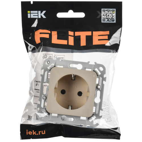 FLITE Розетка с заземлением с защитными шторками безвинтовое крепление 16А РСш11-1-ФлЛ льняной IEK FLITE Розетка с заземлением с защитными шторками безвинтовое крепление 16А РСш11-1-ФлЛ льняной IEK
