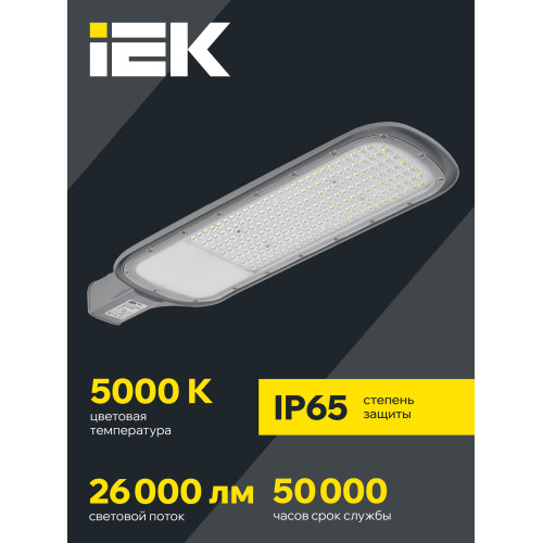 Светильник светодиодный консольный ДКУ 1012-200Ш 5000К IP65 серый IEK