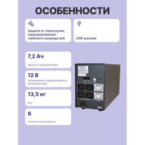 Источник бесперебойного питания (3 кабеля)/ Powercom IMP-1025AP
