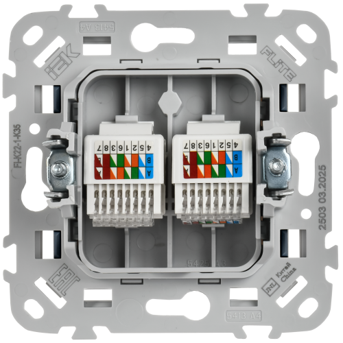 FLITE Розетка 2-местная компьютерная RJ45 категория 5Е UTP РК5е-2-0-ФлМ маренго IEK FLITE Розетка 2-местная компьютерная RJ45 категория 5Е UTP РК5е-2-0-ФлМ маренго IEK