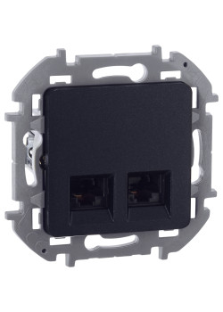 INSPIRIA Розетка компьютерная двойная RJ45 категория 5Е UTP антрацит