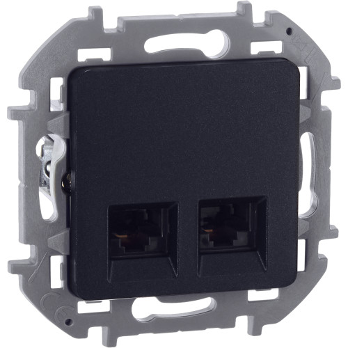 INSPIRIA Розетка компьютерная двойная RJ45 категория 5Е UTP антрацит