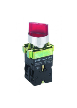 Переключатель NP2-BK12461 2 полож. с фиксацией 1НО красн. AC/DC 220В (LED) IP40 CHINT 574697