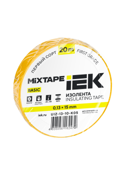 MIXTAPE BASIC Изолента 0,13х15мм желтая 20м IEK