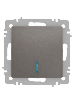 Выключатель Accent 6-102-09 с подсветкой 10А-250В IP20 СУ AL/CU титан Intro Б0063460