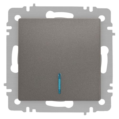 Выключатель Accent 6-102-09 с подсветкой 10А-250В IP20 СУ AL/CU титан Intro Б0063460