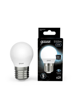 Лампа светодиодная Black 6.5Вт P45 шар 4100К нейтр. бел. E27 550лм GAUSS 105102207