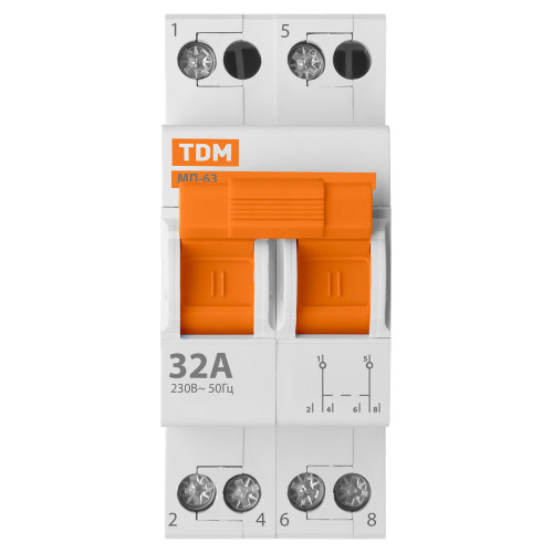 Модульный переключатель трехпозиционный МП-63 2P 32А TDM Модульный переключатель трехпозиционный МП-63 2P 32А TDM