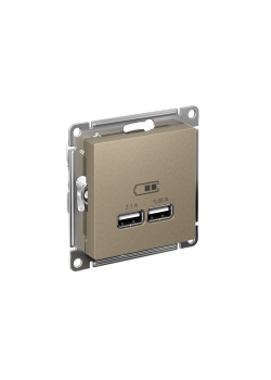 ATLASDESIGN USB РОЗЕТКА A+A, 5В/2,1А, 2х5В/1,05А, механизм, ШАМПАНЬ