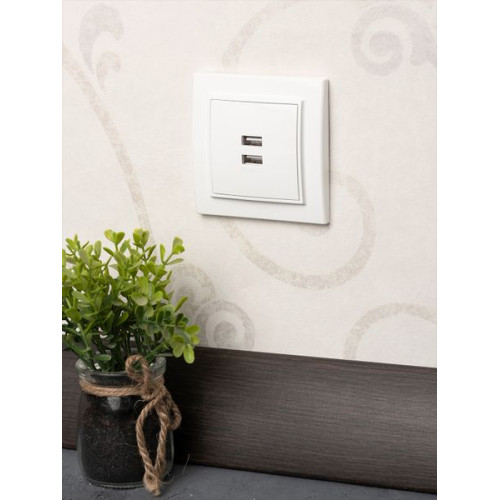 Минск Розетка USB 2-мест. СП 2,1А бел. EKF Минск Розетка USB 2-мест. СП 2,1А бел. EKF