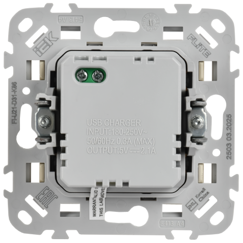 FLITE Розетка USB A+A 2,1А РЮ-2-ФлСл сливочный IEK FLITE Розетка USB A+A 2,1А РЮ-2-ФлСл сливочный IEK