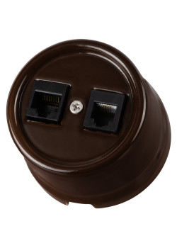 Розетка телефонная RJ11 + компьютерная RJ45 коричневая «Болонь» TDM