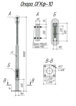 Опора ОГКф-10 (3мм 68/166 фл.300х10 мц. 200 отв. 23х4) гор. оцинк. UMECON МК 89863