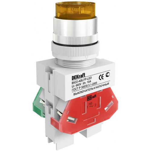 Выкл. кноп. ABLFP D22 ЖЕЛТЫЙ LED 220В ВK-22