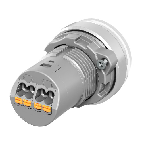 Сигнальная лампа со встроенным диодом 220В, белая, алюминиевое кольцо, зажим Push-In Сигнальная лампа со встроенным диодом 220В, белая, алюминиевое кольцо, зажим Push-In