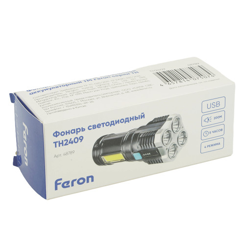 Фонарь ручной Feron TH2409 с аккумулятором Type-C Фонарь ручной Feron TH2409 с аккумулятором Type-C