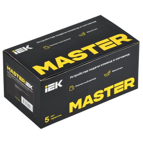 Кнопка с фиксацией d=22мм 1NO+1NC чёрная MASTER IEK