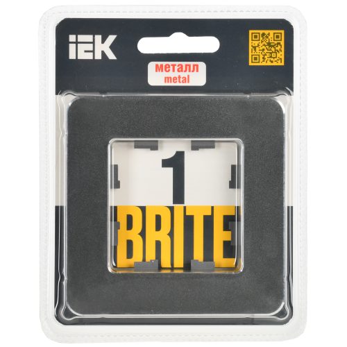 BRITE Рамка 1-местная РУ-1-1-Бр металл титан RE IEK