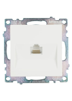 Розетка компьютерная 1-местная RJ-45 (механизм), STEKKER GLS00-7107-01, серия Катрин, белый