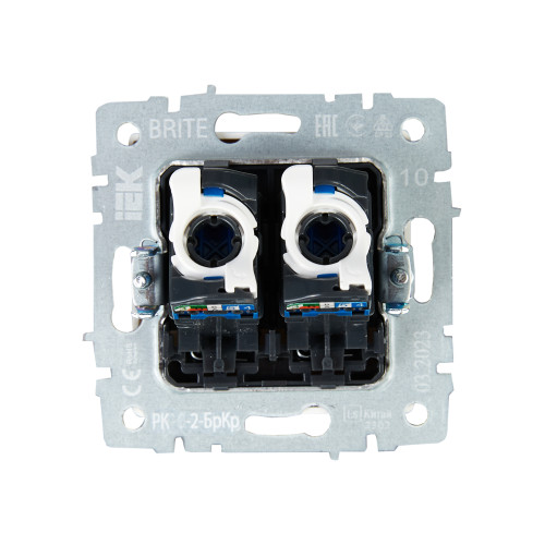 BRITE Розетка компьютерная двойная RJ45 кат.5E РК10-2-БрКр бежевый IEK