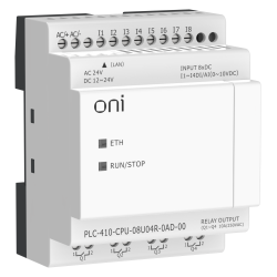 ПЛК 410 Модуль ЦПУ 4 DI 4 UI (0-10 В/DI) 4 RO 12В-24В DC или 24В AC с Ethernet портом без экрана ONI
