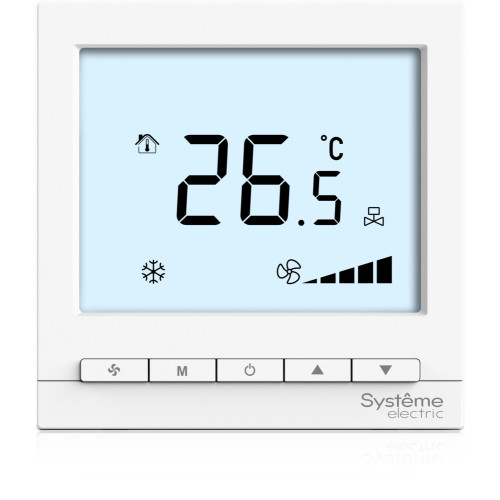 Термостат комнатный цифровой, для 2тр 3ск FCU и 2-поз.клап, 1UI 4DO Modbus бел ⏦230В BS