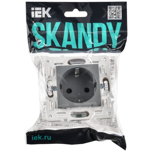 SKANDY Розетка с заземлением с защитными шторками 16А SK-R04Gr серый IEK SKANDY Розетка с заземлением с защитными шторками 16А SK-R04Gr серый IEK