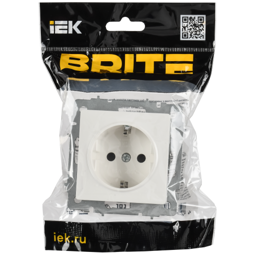 BRITE Розетка 1-местная с заземлением с защитными шторками 16А безвинтовое крепление РС24-1-0-БрБ белый IEK BRITE Розетка 1-местная с заземлением с защитными шторками 16А безвинтовое крепление РС24-1-0-БрБ белый IEK