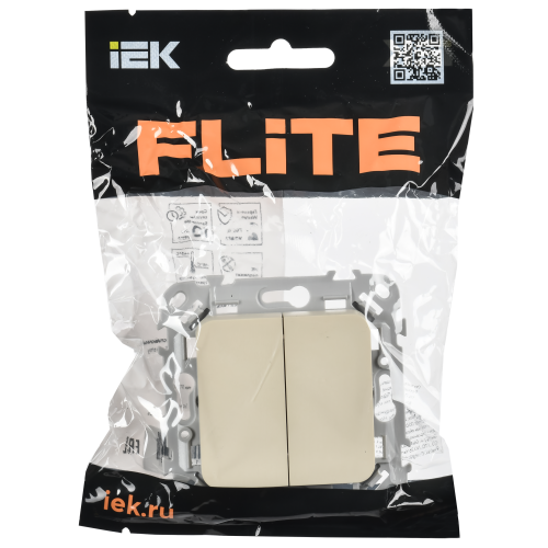 FLITE Выключатель 2-клавишный 10А ВС12-1-0-ФлСл сливочный IEK FLITE Выключатель 2-клавишный 10А ВС12-1-0-ФлСл сливочный IEK